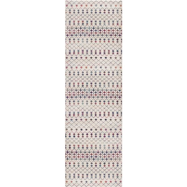 Rug Branch Modern Boho  Beige Blue Indoor Runner Rug - 2x15