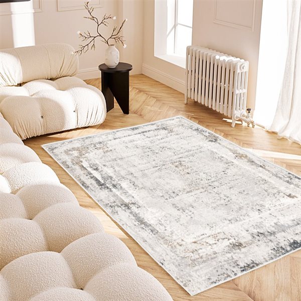 Rug Branch Contemporary Abstract  Beige Grey Indoor Area Rug - 4x6