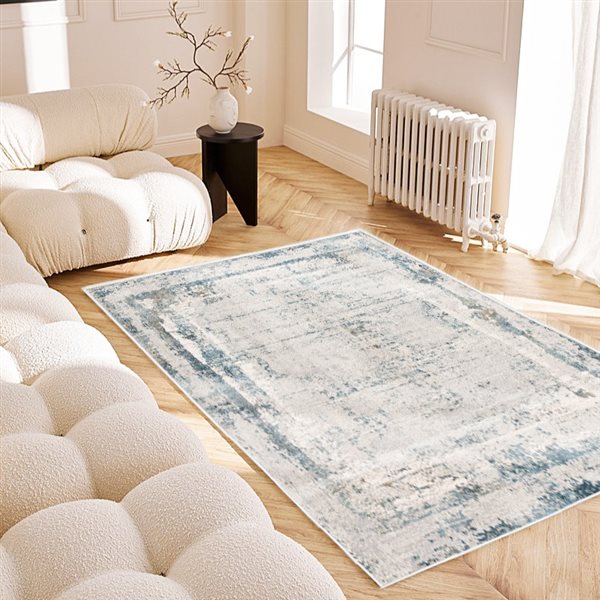 Rug Branch Contemporary Abstract  Blue Grey Indoor Area Rug - 4x6