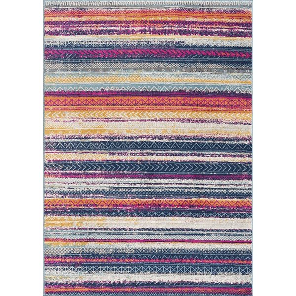 Rug Branch Contemporary Boho  Blue Rust Indoor Doormat Rug - 2x5