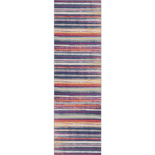 Rug Branch Contemporary Boho  Blue Rust Indoor Runner Rug - 2x13