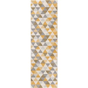 Rug Branch Geometric Mid-Century Modern  Yellow Beige Indoor Runner Rug - 2x15