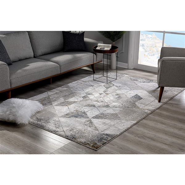 Rug Branch Modern Geometric  Grey Blue Indoor Area Rug - 5x7