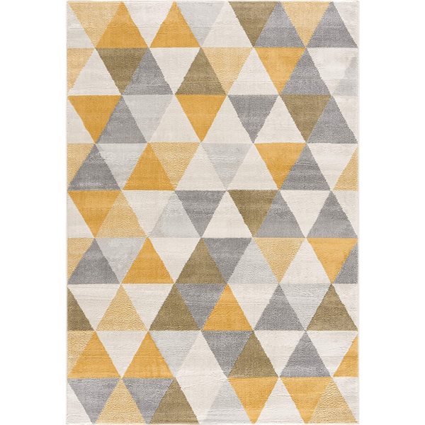 Rug Branch Tapis de paillasson d'intérieur géométrique moderne du milieu du siècle jaune beige - 2x5