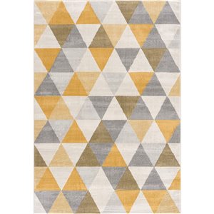 Rug Branch Tapis de paillasson d'intérieur géométrique moderne du milieu du siècle jaune beige - 2x5