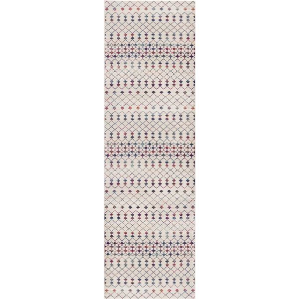 Rug Branch Modern Boho  Beige Blue Indoor Runner Rug - 2x13