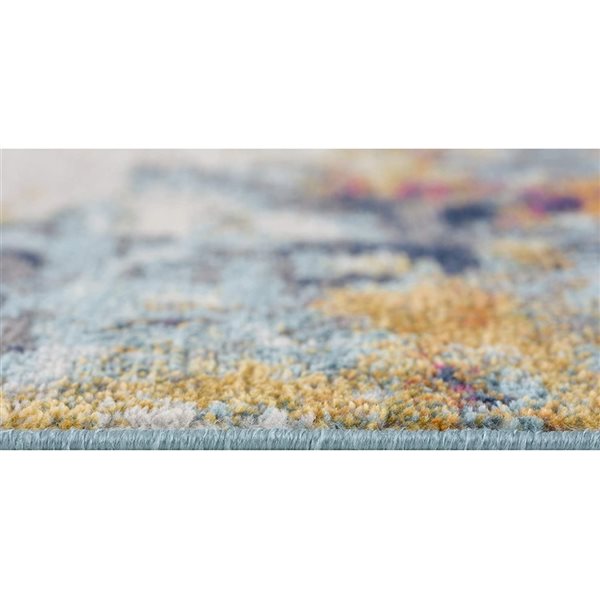 Tapis de couloir d'intérieur Rug Branch Abstract Boho Jaune Bleu - 2x6