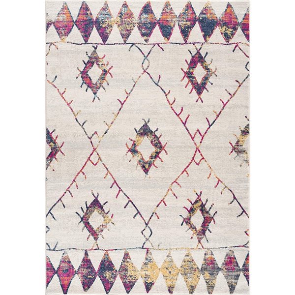 Rug Branch Tapis d'intérieur contemporain Boho Beige Bleu - 2x5