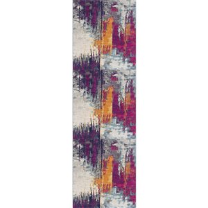 Rug Branch Abstract Mid-Century Modern  Purple Orange Indoor Runner Rug - 2x8