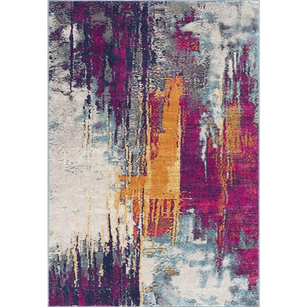 Rug Branch Abstract Mid-Century Modern  Purple Orange Indoor Doormat Rug - 2x4