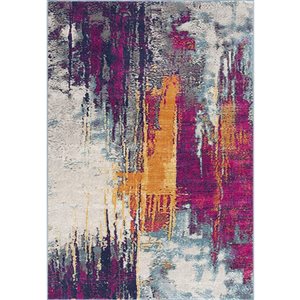 Rug Branch Abstract Mid-Century Modern  Purple Orange Indoor Doormat Rug - 2x4