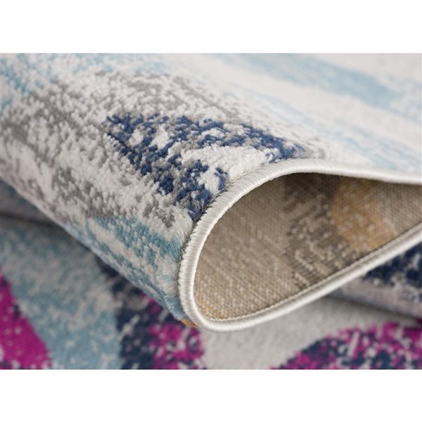 Rug Branch Contemporary Boho Zebra Beige Blue Indoor Doormat Rug - 2x4