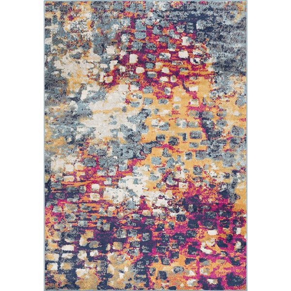 Rug Branch Abstract Boho  Yellow Blue Indoor Doormat Rug - 2x5