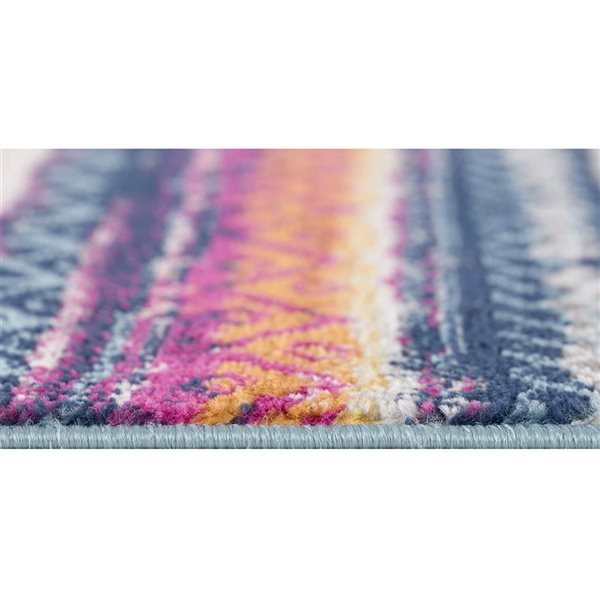 Rug Branch Contemporary Boho  Blue Rust Indoor Runner Rug - 2x8