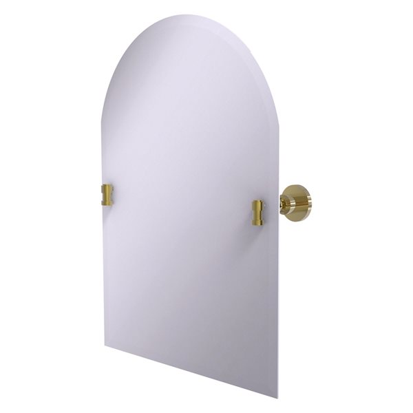 Allied Brass Washington Square 29-in Unlacquered Brass Arch Frameless Bathroom Mirror