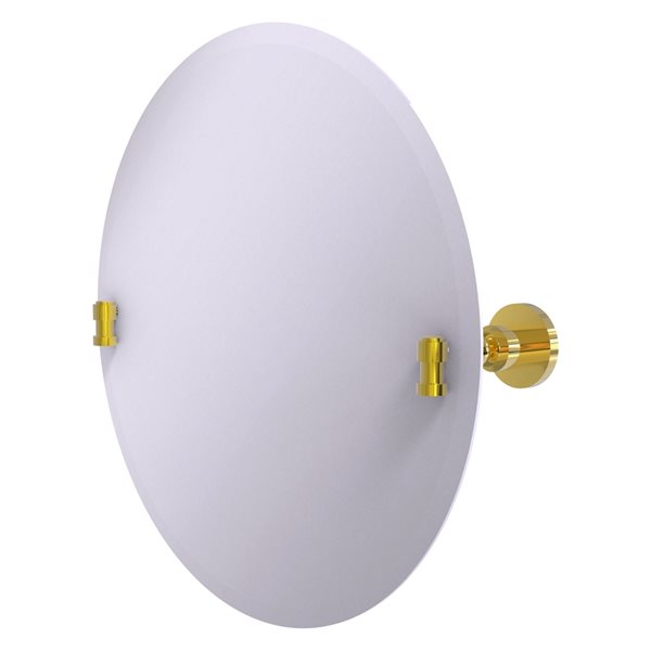 Allied Brass Washington Square 22-in Polished Brass Round Frameless Bathroom Mirror