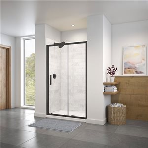 MAAX Connect 43.5-in to 45-in W x 72-in H Sliding Shower Door in Matte Black with Clear Glass