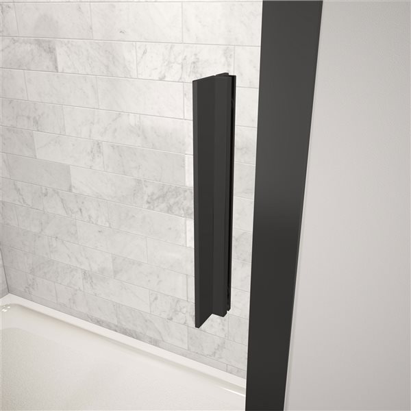 MAAX Connect 57-in to 58.5-in W x 57-in H Sliding Bathtub Door in Matte Black and Clear Glass