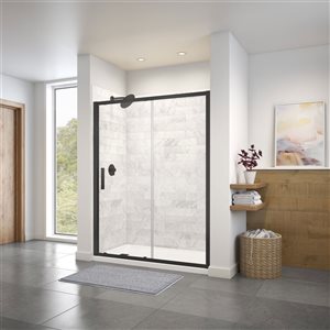 MAAX Connect 55.5-in to 57-in W x 72-in H Sliding Shower Door in Matte Black with Clear Glass