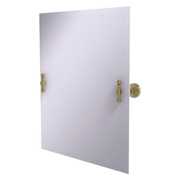 Allied Brass Retro Wave 26-in Unlacquered Brass Rectangular Frameless Bathroom Mirror