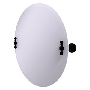 Allied Brass Retro Wave 22-in Matte Black Round Frameless Bathroom Mirror