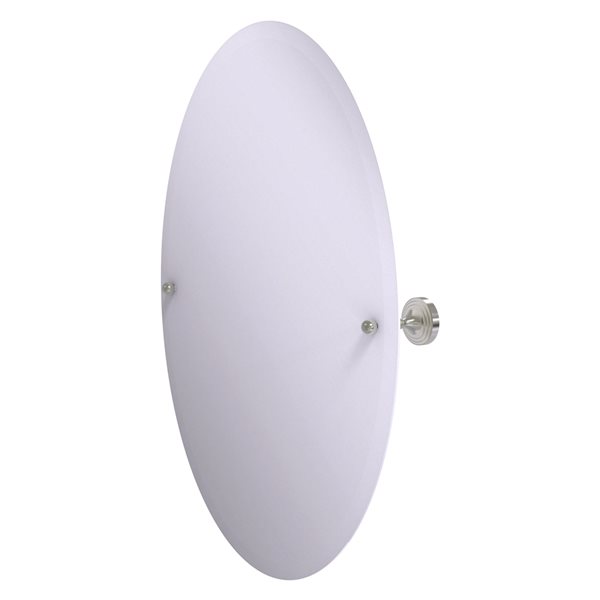 Allied Brass Sag Harbor 21-in Satin Nickel Oval Frameless Bathroom Mirror