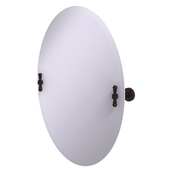 Allied Brass Retro Wave 29-in Antique Bronze Oval Frameless Bathroom Mirror