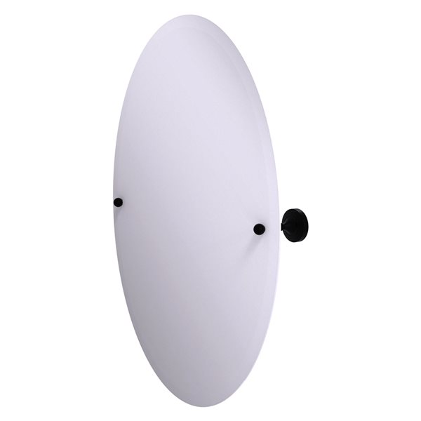 Allied Brass Sag Harbor 21-in Matte Black Oval Frameless Bathroom Mirror