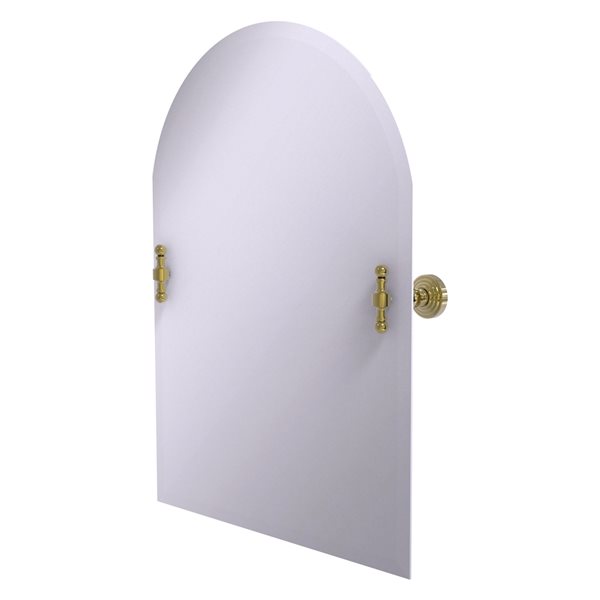 Allied Brass Retro Wave 29-in Unlacquered Brass Arch Frameless Bathroom Mirror