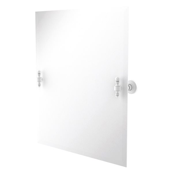 Allied Brass Retro Wave 26-in Matte White Rectangular Frameless Bathroom Mirror