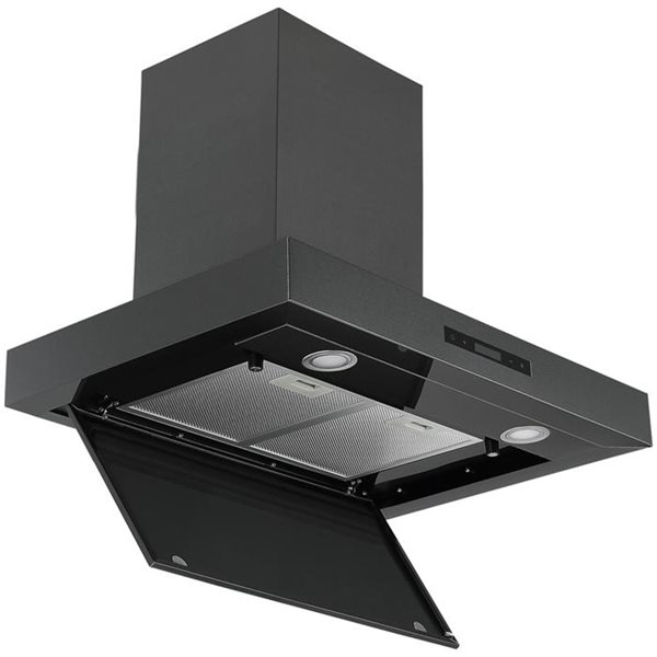 Hotte murale convertible par Ancona en acier inoxydable noir de 30 po