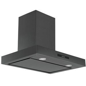 Hotte murale convertible par Ancona en acier inoxydable noir de 30 po