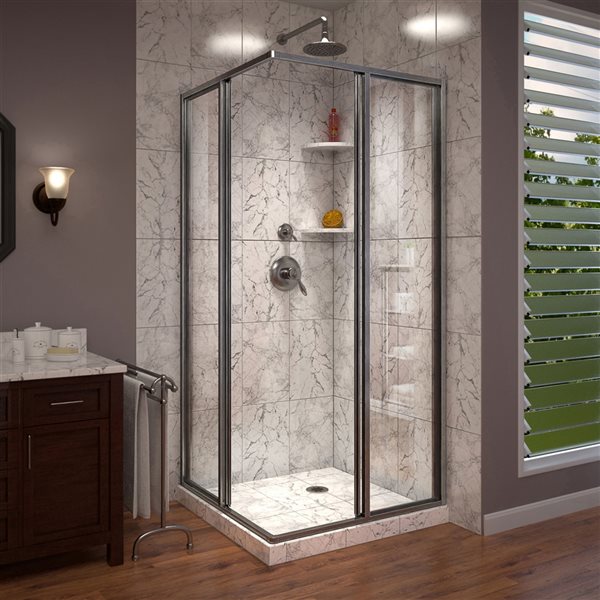 Cornerview 40 1/2 x 40 1/2 x 72 Framed Sliding Shower Enclosure in Brushed Nickel