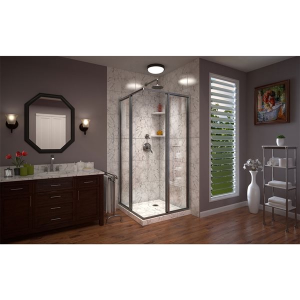 Cornerview 40 1/2 x 40 1/2 x 72 Framed Sliding Shower Enclosure in Brushed Nickel