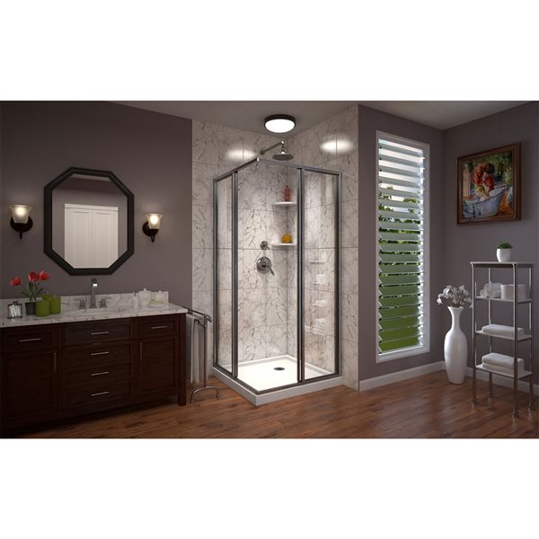 DreamLine Cornerview White 74.75-in x 42-in x 42-in 2-Piece Square Corner Shower Kit