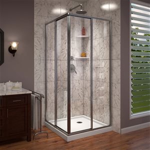 DreamLine Cornerview White 74.75-in x 42-in x 42-in 2-Piece Square Corner Shower Kit