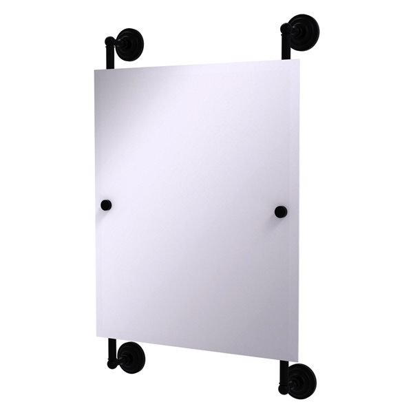 Allied Brass Que New 21-in Matte Black Rectangular Frameless Bathroom Mirror