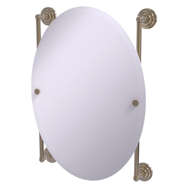 Allied Brass Que New 21-in Antique Pewter Oval Frameless Bathroom Mirror