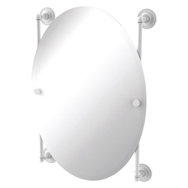 Allied Brass Prestige Regal 21-in Matte White Oval Frameless Bathroom Mirror