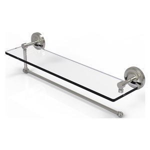 Allied Brass 22-in Metal Wall Mounted Satin Chrome Paper Towel Holder with Glass Shelf