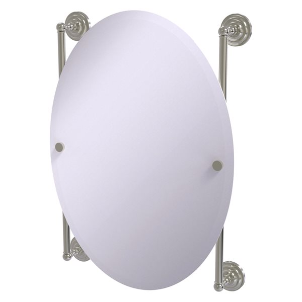 Allied Brass Que New 21-in Satin Nickel Oval Frameless Bathroom Mirror