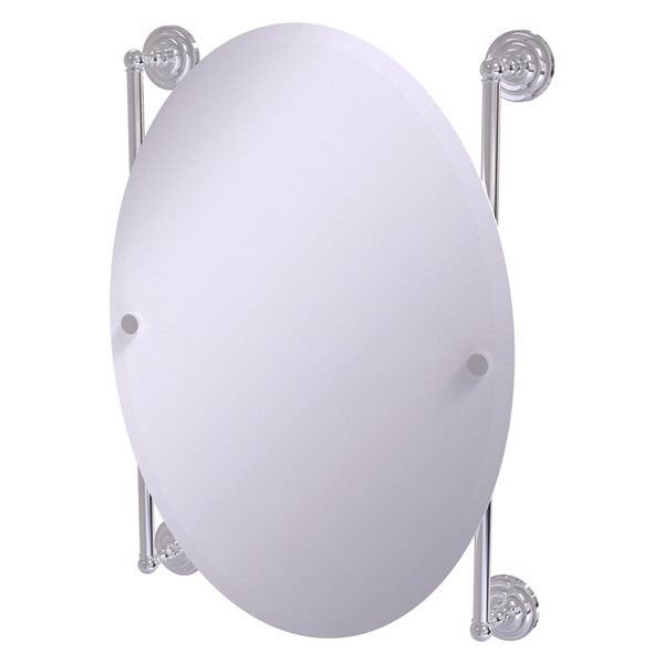 Allied Brass Que New 21-in Polished Chrome Oval Frameless Bathroom Mirror