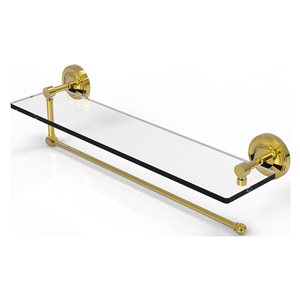 Allied Brass 22-in Metal Wall Mounted Polished Brass Paper Towel Holder with Glass Shelf