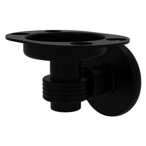 Allied Brass Continental Matte Black Brass Tumbler and Toothbrush Holder with Grooved Accents