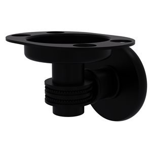 Allied Brass Continental Matte Black Brass Tumbler and Toothbrush Holder with Dotted Accents