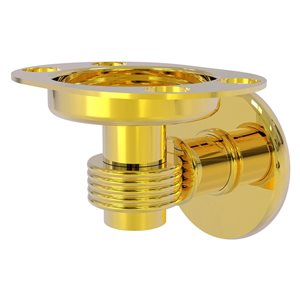 Allied Brass Continental Polished Brass Tumbler and Toothbrush Holder with Grooved Accents