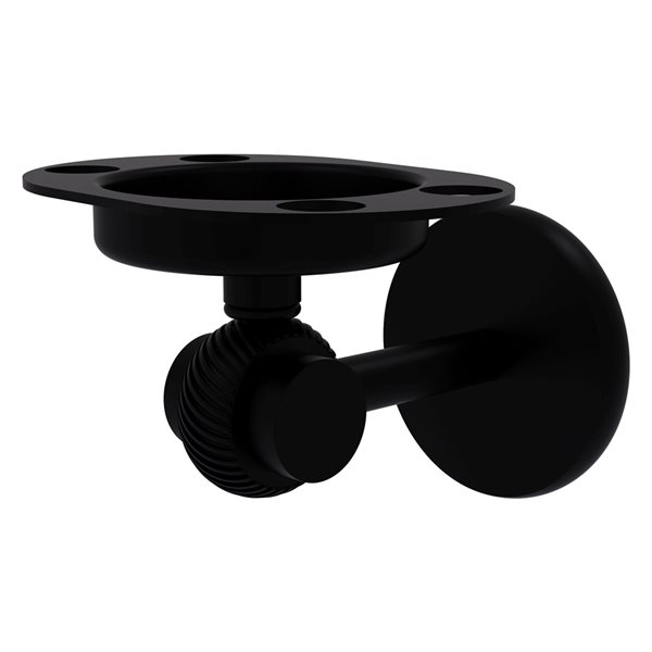 Allied Brass Satellite Orbit Two Matte Black Brass Tumbler and Toothbrush Holder