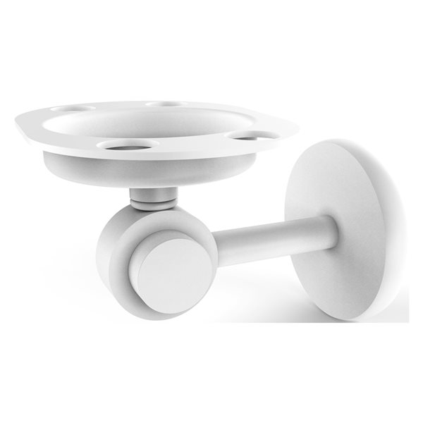 Allied Brass Satellite Orbit Two Brass Matte White Tumbler and Toothbrush Holder