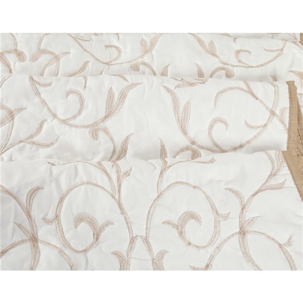 Marina Decoration Gold and White Floral Twin Quilt Set - 2-Piece