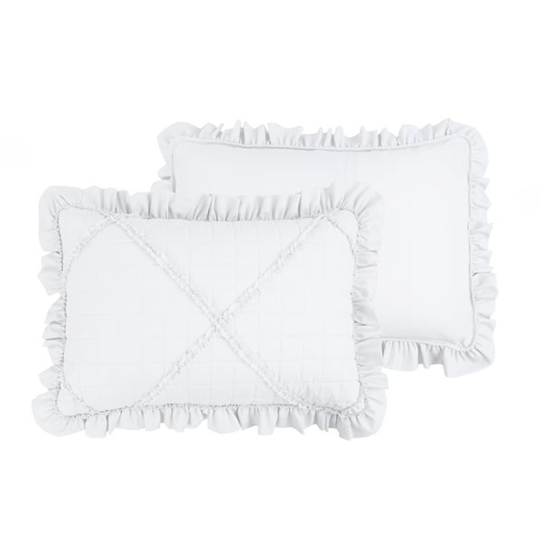 Marina Decoration White Ruffle Full/Queen Quilt Set - 3-Piece